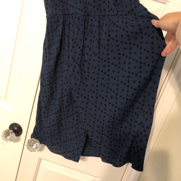 Madewell Black + Blue Brushstroke Diamond Wrap Front Dress - Picture 4 of 6